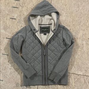 Eddie Bauer Gray Quilted Sherpa lined Jacket